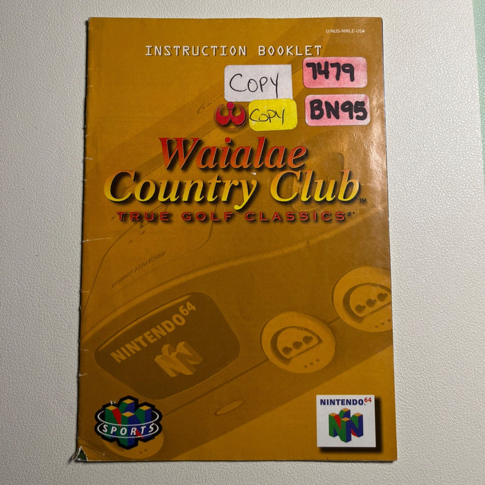 Waialae Country Club True Golf Classics N64 Nintendo 64 Original Manual Only