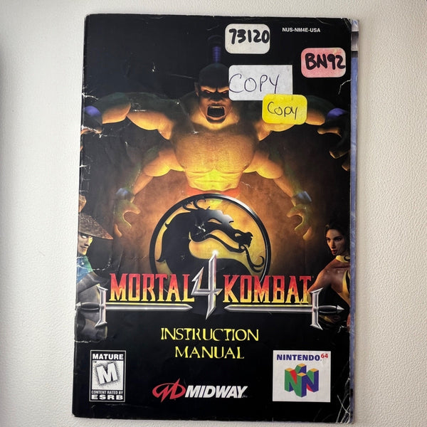 Mortal Kombat 4 manual photo 1