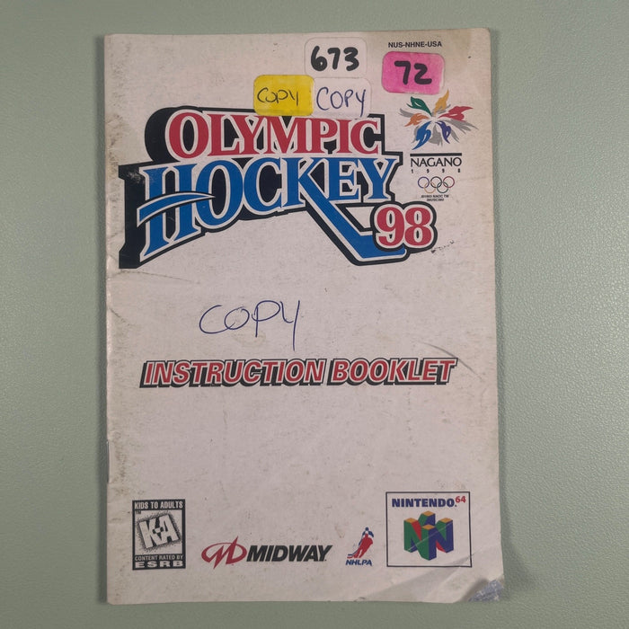 Olympic Hockey Nagano 98 N64 Original Instruction Manual