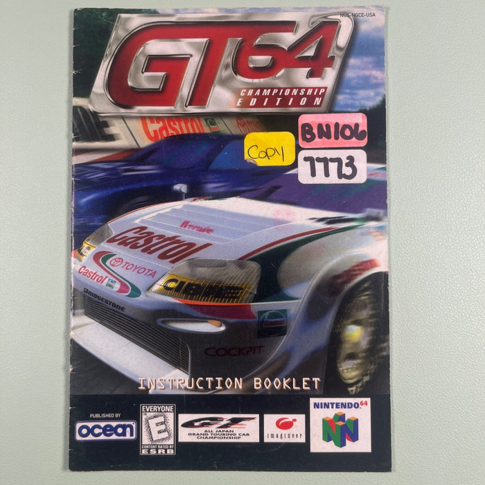 GT 64 Championship Edition N64 Original Instruction Manual