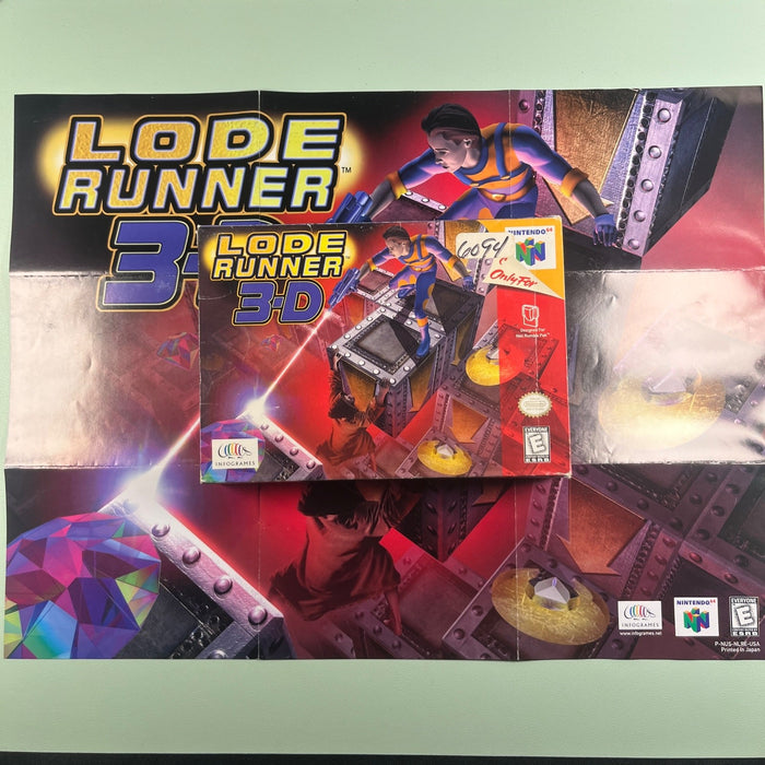 Lode Runner 3-D N64 Nintendo 64 Original Box with Poster - No Game