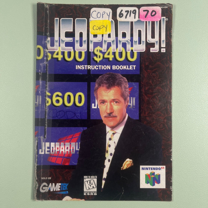 Jeopardy N64 Nintendo 64 Original Instruction Manual Only