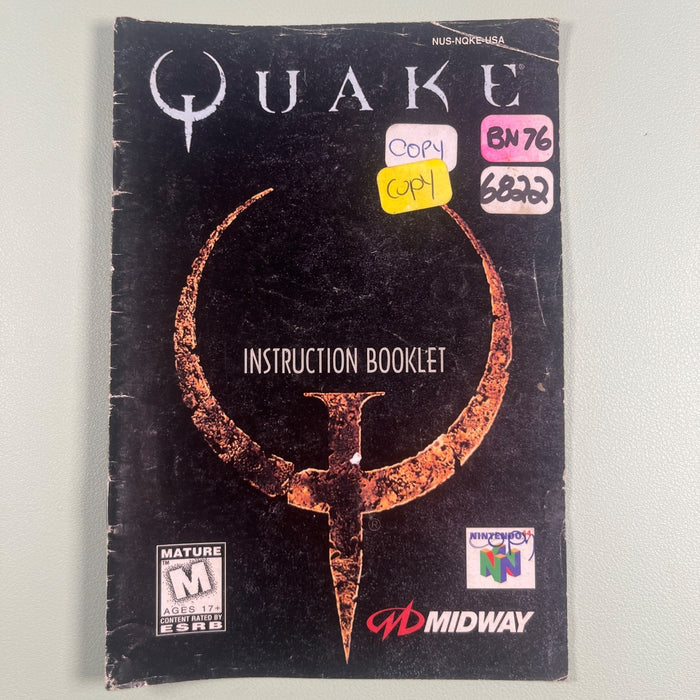 Quake N64 Nintendo 64 Original Instruction Manual Only
