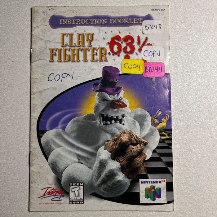 Clay Fighter 63 1/3 N64 Nintendo 64 Original Instruction Manual Only