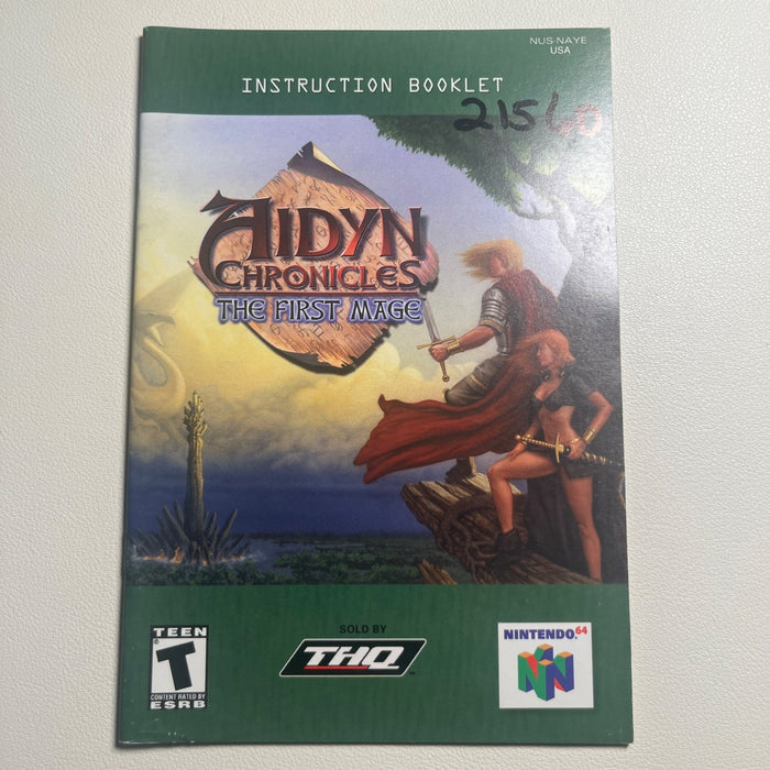 Aidyn Chronicles The First Mage N64 Nintendo 64 Original Instruction Manual