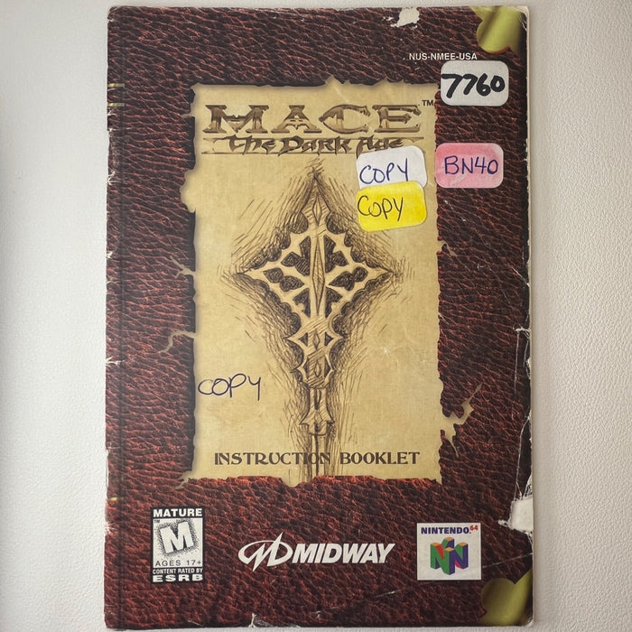 Mace The Dark Age N64 Nintendo 64 Original Instruction Manual Only